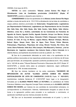 Resoluciones de Oficialización de Candidatos 2015