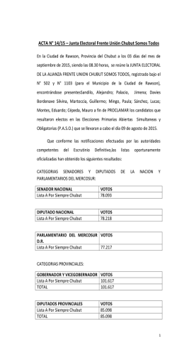 ACTA N° 14/15 – Junta Electoral Frente Unión Chubut Somos Todos