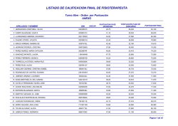 LISTADO DE CALIFICACION FINAL DE FISIOTERAPEUTA