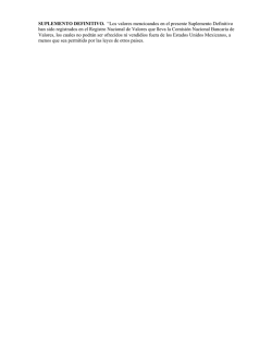 SUPLEMENTO DEFINITIVO. “Los valores mencioandos