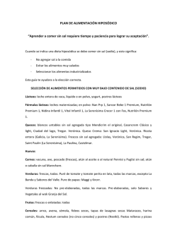 PLAN DE ALIMENTACIÓN HIPOSÓDICO “Aprender a comer sin sal