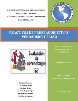 REACTIVOS DE PRUEBAS OBJETIVAS: VERDADERO Y FALSO