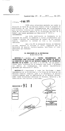 Resolución 91/15 UNLP. - Universidad Nacional de La Plata
