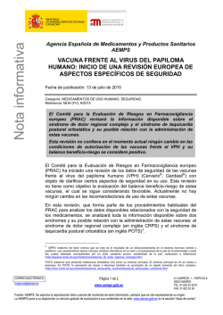 Vacuna frente al virus del papiloma humano: inicio de una revisión