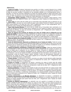 Definiciones: 1. Tarjeta de Crédito: Cualquier
