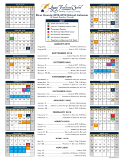 Casa Grande 2015-2016 School Calendar KEY