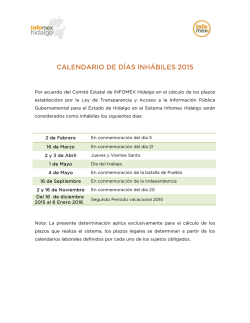 CALENDARIO DE DÍAS INHÁBILES 2015