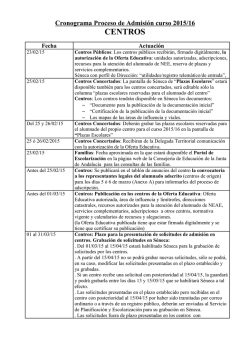 Calendario Admisiones E Infantil, Primaria y ESO