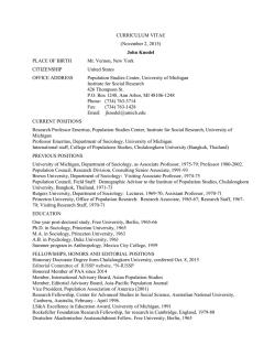CURRICULUM VITAE (November 2, 2015) John Knodel PLACE OF