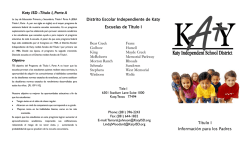Katy ISD -Título I, Parte A Distrito Escolar Independiente de Katy