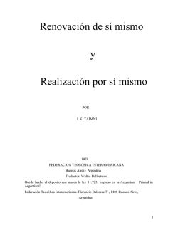 Renovación de sí mismo - Sociedad Teosófica Española