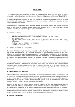 AVISO LEGAL Lea cuidadosamente este documento. El mismo se