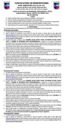 CONVOCATORIA DE REINSCRIPCIONES 16-1
