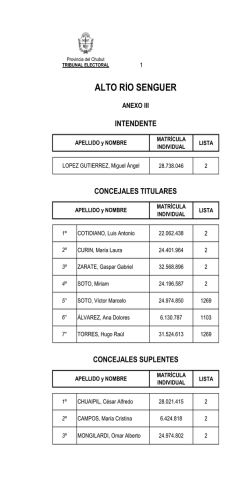 ALTO RIO SENGUER - Tribunal Electoral Provincial