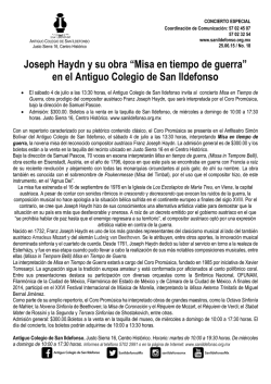 Joseph Haydn y su obra “Misa en tiempo de guerra” en el Antiguo
