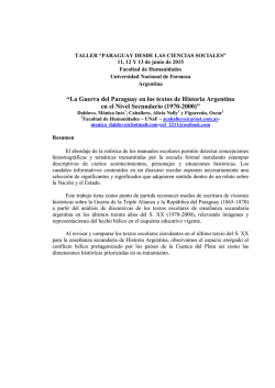 “La Guerra del Paraguay en los textos de Historia Argentina en el