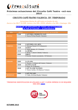 Próximas actuaciones del Circuito Café Teatro –oct - UGT
