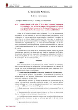 Resolución de 27 de ABRIL, DE 2015, de la Dirección General de