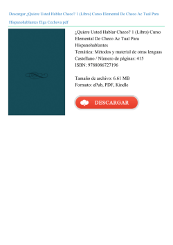 &iquest;Quiere Usted Hablar Checo? 1 (Libro) Curso Elemental De Checo