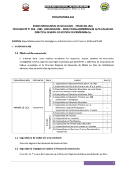 convocatoria cas direccion regional de educacion – madre de dios