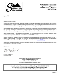 Notificación Anual A Padres/Tutores 2015-‐2016