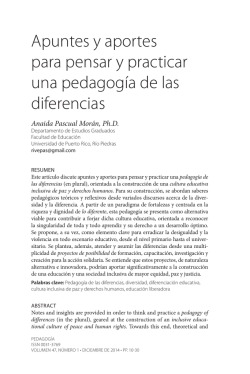 Apuntes y aportes para pensar y practicar una pedagog&iacute;a de las