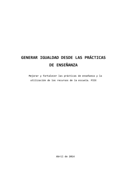 Generar Igualdad desde las Prácticas de Enseñanza
