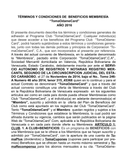 TÉRMINOS Y CONDICIONES DE BENEFICIOS
