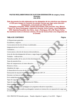 Borrador de pautas reglamentarias para la elección de cargos y