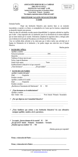 Solicitud de vacante 1º grado - Instituto San José A-355