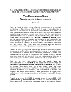 los sistemas de gestión documental y los procesos de calidad. de