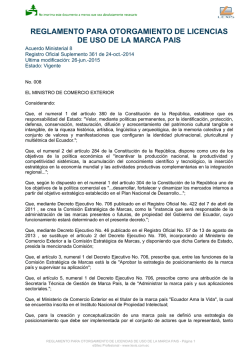 reglamento para otorgamiento de licencias de uso de la marca pais