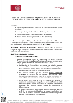 Acta de adjudicación de plazas - Murcia