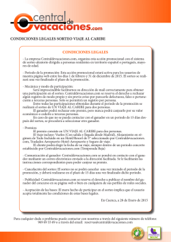 CONDICIONES LEGALES SORTEO VIAJE AL CARIBE