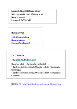 Módem P.DG A4001N (Modo Admin) URL: http://192.168.1.1/admin