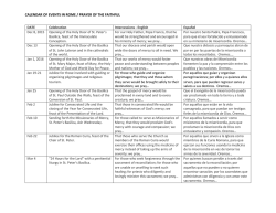 calendar of events in rome / prayer of the faithful