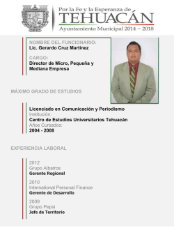 Lic. Gerardo Cruz Martínez CARGO: Director de Micro, Pequeña y