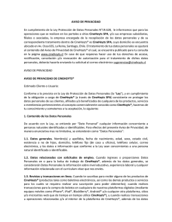 AVISO DE PRIVACIDAD En cumplimiento de la Ley