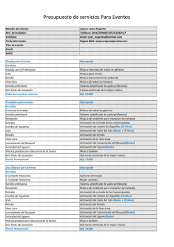 Presupuesto de servicios Para Eventos