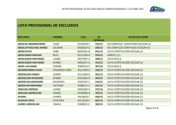Lista provisional de excluidos. (PDF 600 Kb.).