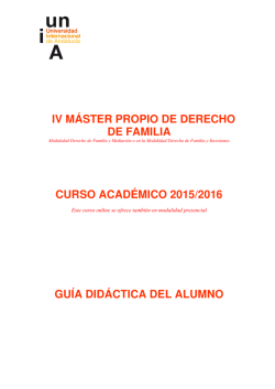 IV MÁSTER PROPIO DE DERECHO DE FAMILIA CURSO