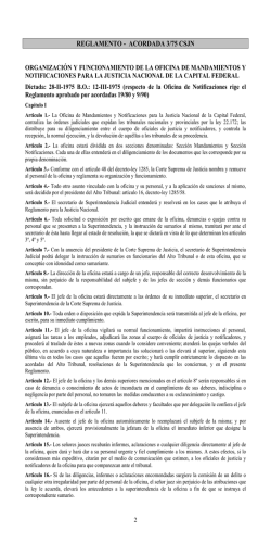 REGLAMENTO - ACORDADA 3/75 CSJN