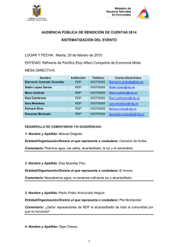 AUDIENCIA PÚBLICA DE RENDICIÓN DE CUENTAS 2014