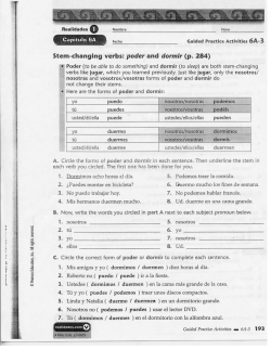 Stem-changing verbs: poder and dormir (p. 284)