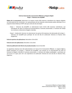 Beneficiarios Etapa 1 - Convocatoria iNNpulsa tu negocio digitial