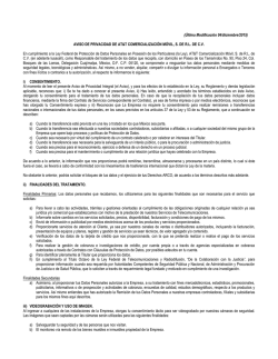 (Última Modificación 04/diciembre/2015) AVISO DE