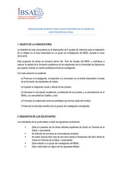 1. OBJETO DE LA CONVOCATORIA La finalidad de esta