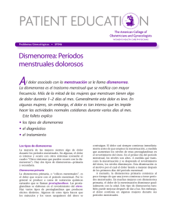 Patient Education Pamphlet, SP046, Dismenorrea