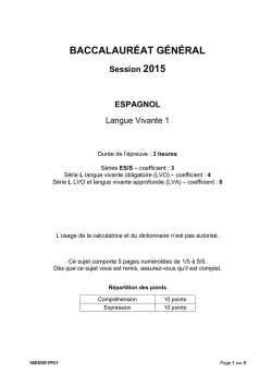 Sujet du bac S-ES-L Espagnol LV1 2015 - Polynésie