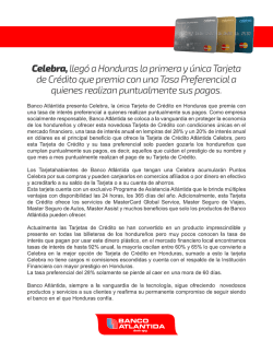 Celebra, llegó a Honduras la primera y única Tarjeta